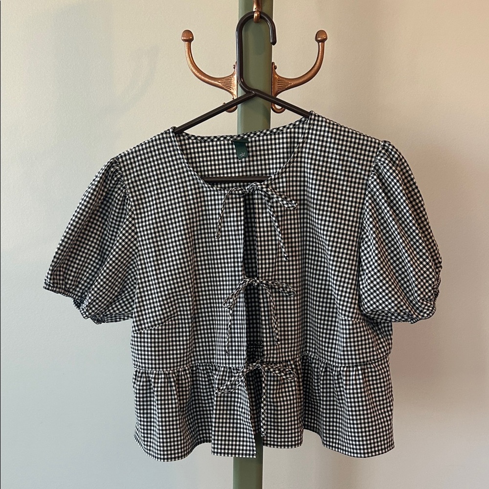 Wild Fable Black and White Checkered Top